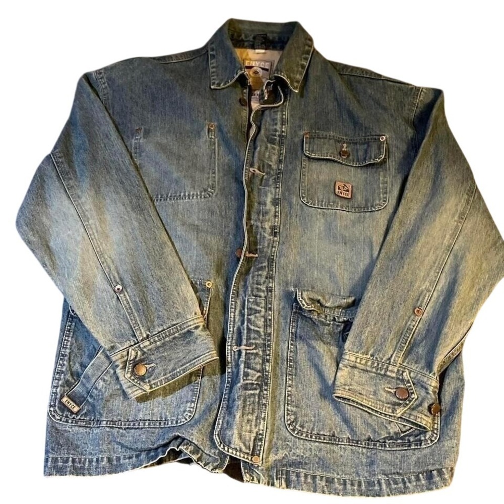 ENYCE Denim‎ Jacket XXL Y2K Streetwear Workwear Heavy Cotton Lined Utility Coat